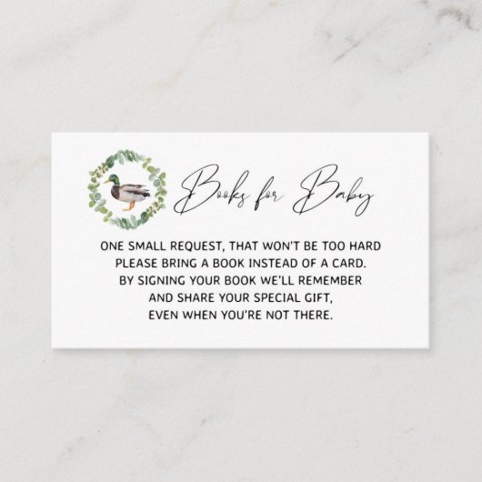 Mallard Duck Baby shower Books for Baby Cards Informatiekaartje (Voorkant)