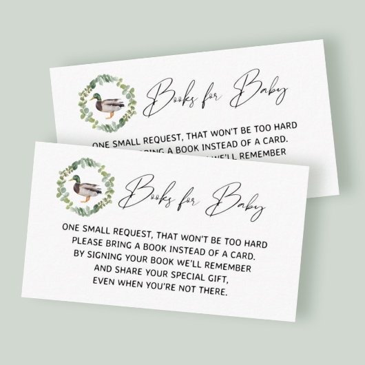 Mallard Duck Baby shower Books for Baby Cards Informatiekaartje