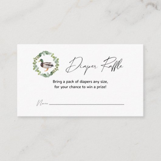Mallard Duck Baby shower Diaper Raffle-kaarten Informatiekaartje (Voorkant)