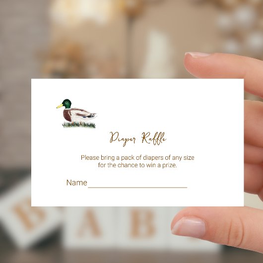 Mallard Duck Baby Shower Diaper Raffle Ticket  Informatiekaartje