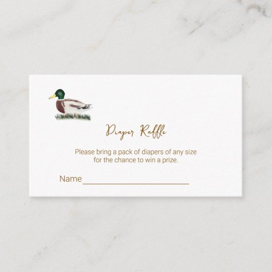 Mallard Duck Baby Shower Diaper Raffle Ticket  Informatiekaartje (Voorkant)