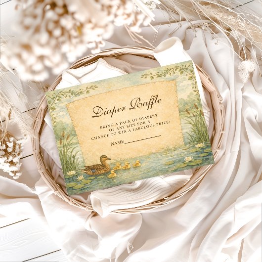 Mallard Duck Baby Shower Diapper Raffle Informatiekaartje
