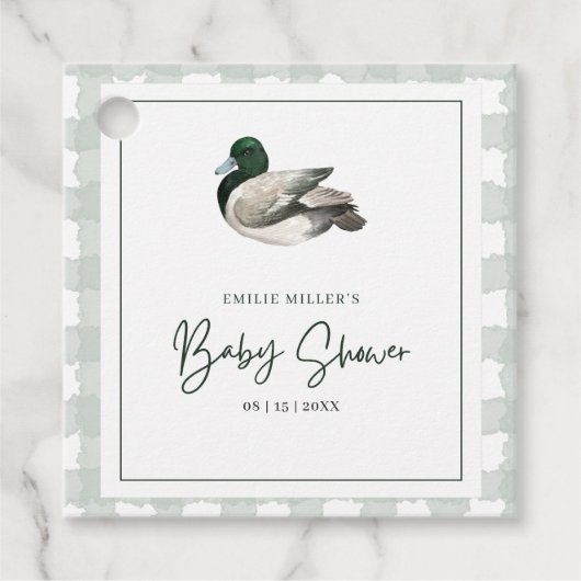 Mallard Duck Baby Shower Gender Neutral Green Bedankjes Labels (Voorkant)