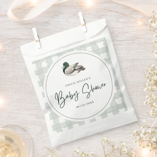Mallard Duck Baby Shower Gender Neutral Green Bedankzakje (Geknipt)