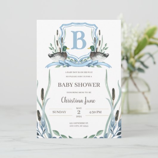 Mallard Duck Baby shower Invitation Kaart (Staand voorkant)