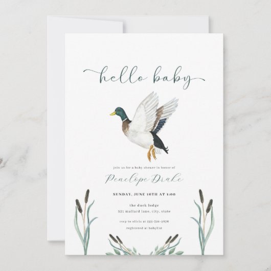 Mallard Duck Baby shower Invitation Kaart (Voorkant)