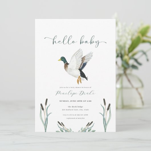 Mallard Duck Baby shower Invitation Kaart (Staand voorkant)