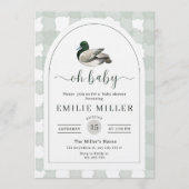 Mallard Duck Baby Shower Invitation, Neutral Green Kaart (Voorkant)