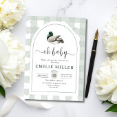 Mallard Duck Baby Shower Invitation, Neutral Green Kaart