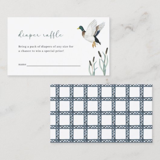 Mallard Duck Baby shower Luier Raffle Kaart Visitekaartje (Voorkant / Achterkant)