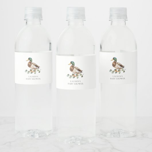 Mallard Duck Baby shower Waterfles Etiket (Flessen)