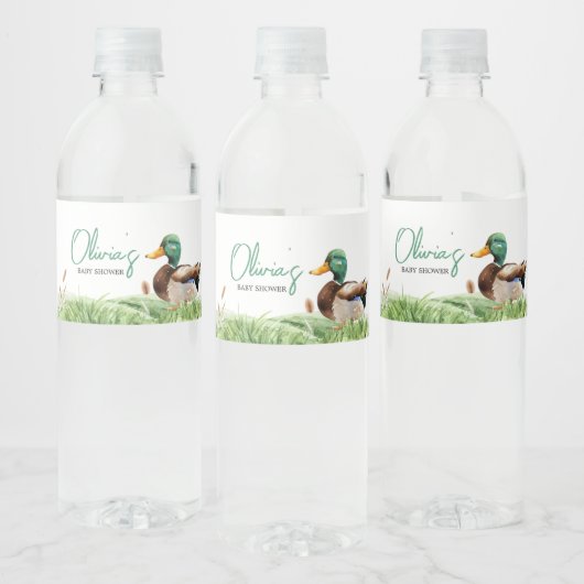 Mallard Duck Baby shower Waterfles Etiket (Flessen)