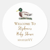 Mallard Duck Baby shower Welkom gunst Ronde Sticker (Voorkant)
