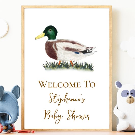 Mallard Duck Baby shower Welkomstteken Perfect Poster
