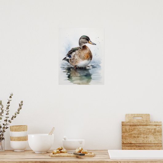 Mallard Duck Bird Art Print Poster (Keuken)