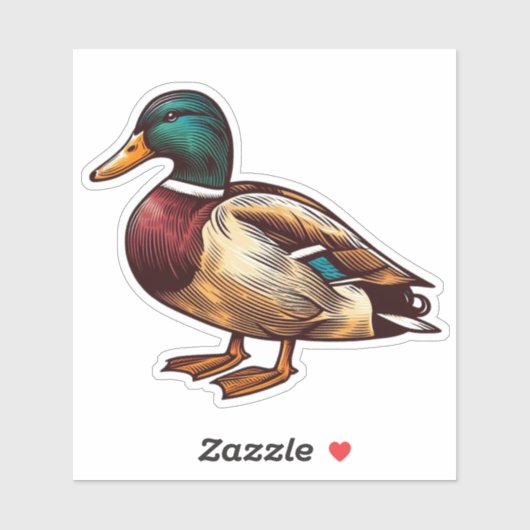 Mallard Duck bird Custom-Cut Vinyl Sticker (Vel)