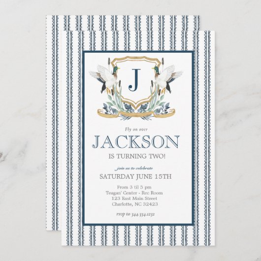 Mallard Duck Birthday Invitation, Southern Man Kaart (Voorkant / Achterkant)