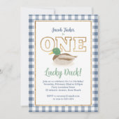 Mallard Duck Blue Plaid Jachtjongen 1e verjaardag Kaart (Voorkant)