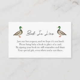 Mallard Duck Book in Lieu baby shower Insert Informatiekaartje