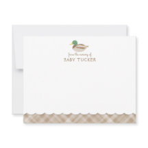 Mallard Duck Brown Preppy Plaid Baby Boy Note Kaar