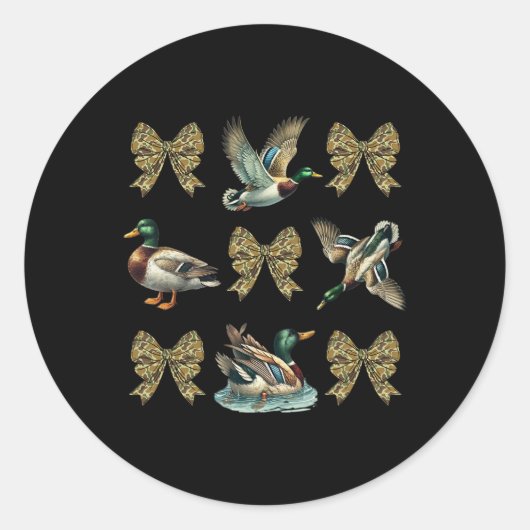 Mallard Duck Camouflage Camo Bow Duck Jacht Meisje Ronde Sticker (Voorkant)