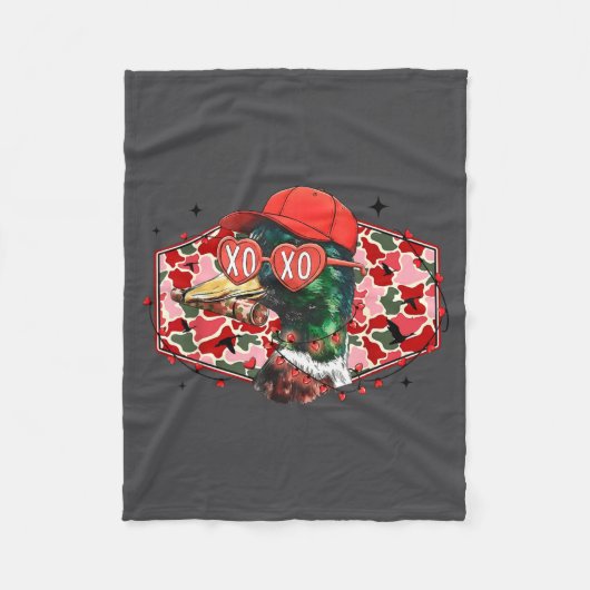 Mallard Duck Camouflage Happy Valentine's Day Hunt Fleece Deken (Voorkant)