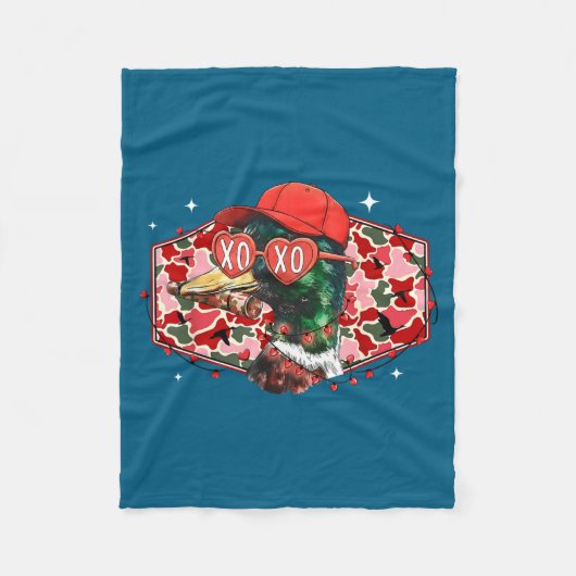 Mallard Duck Camouflage Happy Valentine's Day Hunt Fleece Deken (Voorkant)