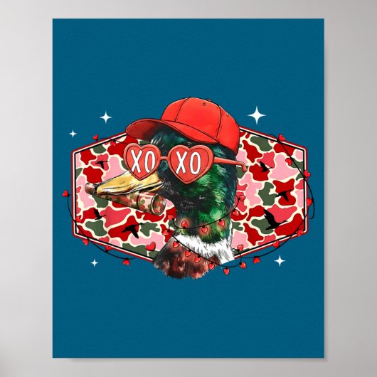 Mallard Duck Camouflage Happy Valentine's Day Hunt Poster (Voorkant)