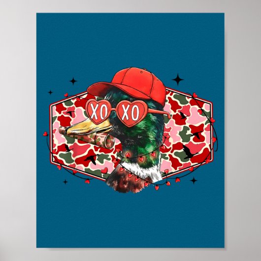 Mallard Duck Camouflage Happy Valentine's Day Hunt Poster (Voorkant)