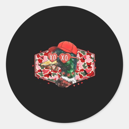 Mallard Duck Camouflage Happy Valentine's Day Hunt Ronde Sticker (Voorkant)