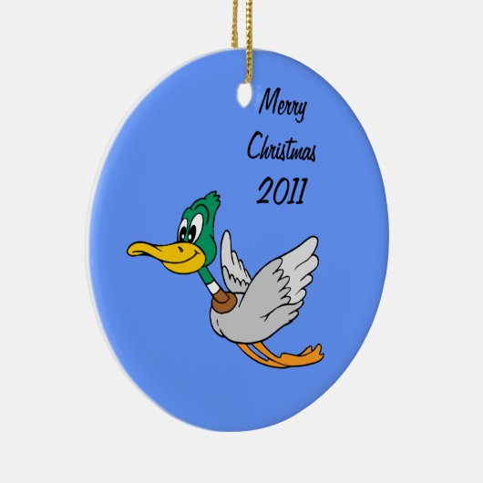 Mallard Duck Cartoon Flying Keramisch Ornament (Rechts)