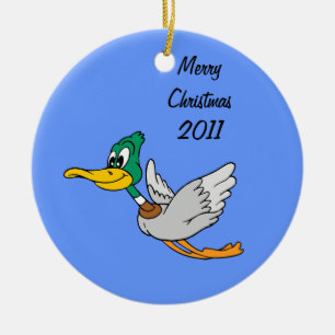 Mallard Duck Cartoon Flying Keramisch Ornament