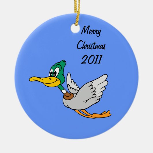 Mallard Duck Cartoon Flying Keramisch Ornament (Voorkant)