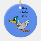 Mallard Duck Cartoon Flying Keramisch Ornament (Achterkant)