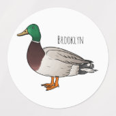 Mallard duck cartoon illustration labels (Design 2)