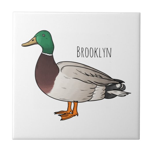Mallard duck cartoon illustration tegeltje (Voorkant)