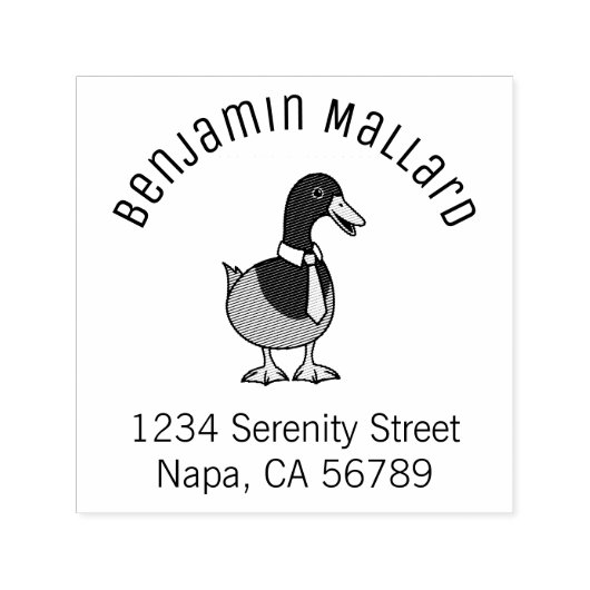 Mallard Duck Collar Necktie Arch Address Zelfinktende Stempel (Design)