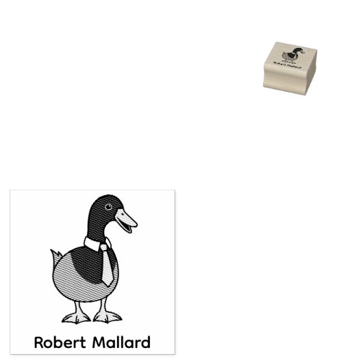 Mallard Duck Collar Necktie Custom Name 1x1 Rubberstempel (Gestempeld)