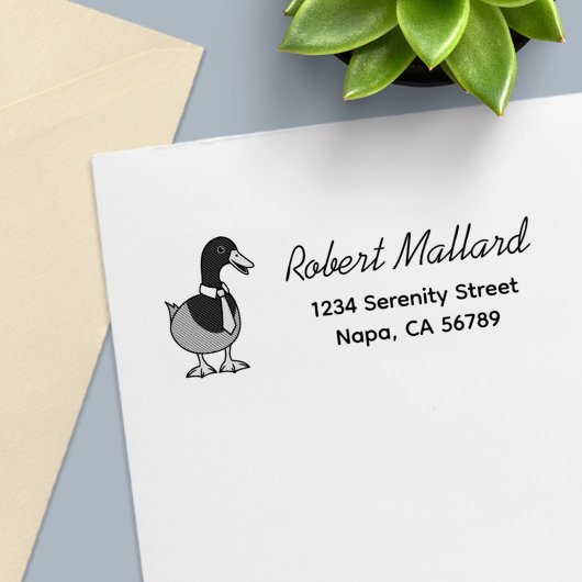 Mallard Duck Collar Necktie Return Address Zelfinktende Stempel