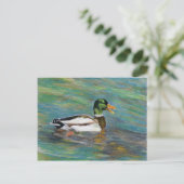 Mallard Duck Colored Pencil Tekening Briefkaart (Staand voorkant)