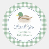Mallard Duck Country Hunting Baby shower Dank u Ronde Sticker (Voorkant)
