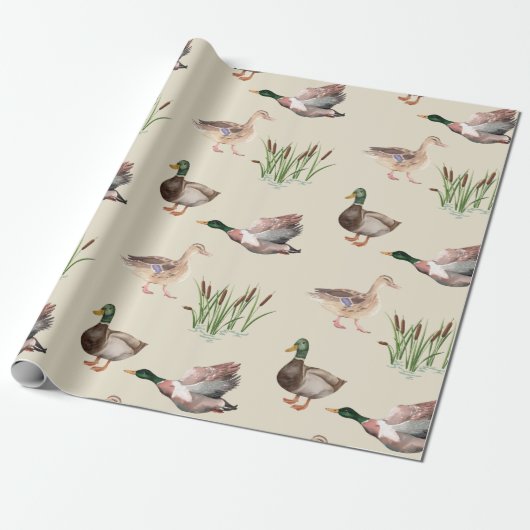 Mallard Duck Drake en Hen inpakpapier (Uitgerold)