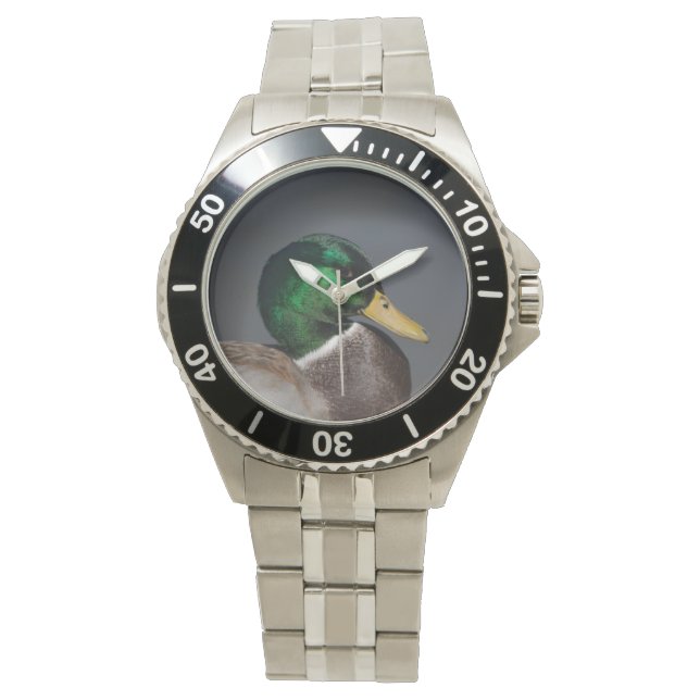 Mallard Duck Drake Stainless Steel Mannen Horloge (Voorkant)