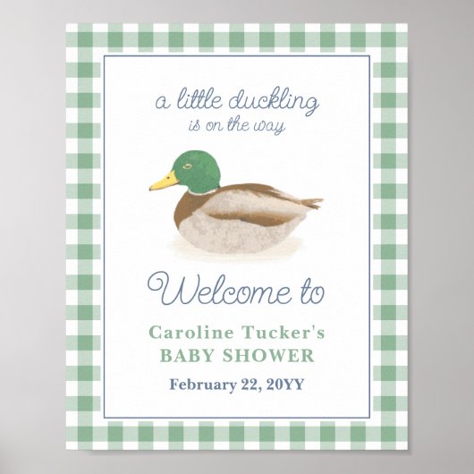 Mallard Duck Duckling Hunting Baby shower Welkom Poster (Voorkant)