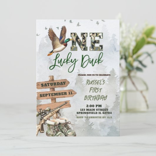 Mallard Duck First Birthday Kaart (Staand voorkant)