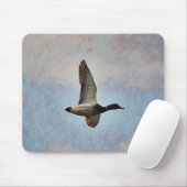 Mallard Duck Flying in Sky Art Muismat (Met muis)