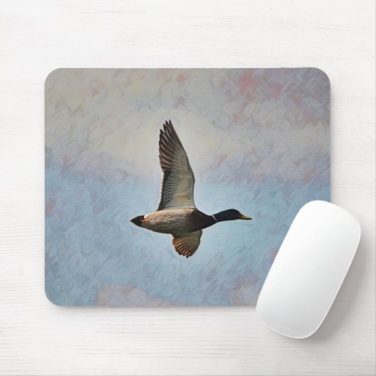 Mallard Duck Flying in Sky Art Muismat (Met muis)