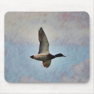 Mallard Duck Flying in Sky Art Muismat