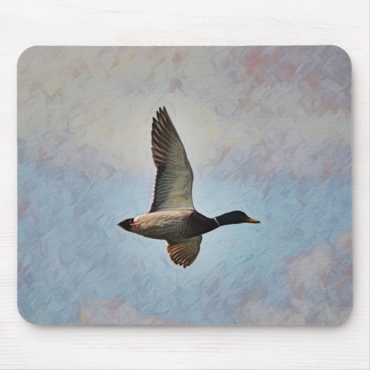 Mallard Duck Flying in Sky Art Muismat (Voorkant)