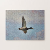 Mallard Duck Flying in Sky Art Puzzle Legpuzzel (Horizontaal)